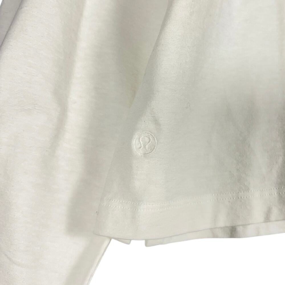 lululemon White Cates LS Long Sleeve T-Shirt Size 8 Cotton Lyocell Linen Blend - Picture 7 of 9
